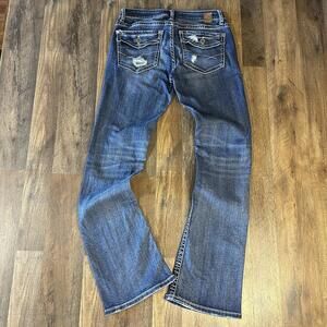 BKE Buckle Stella Slim Fit Low Rise Boot-Cut Jeans Distressed Measure 28x30.5